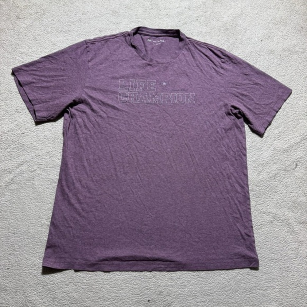 Travis Mathew Shirt Mens Large Burgundy Life Champion Graphic Crew Neck Pullover
